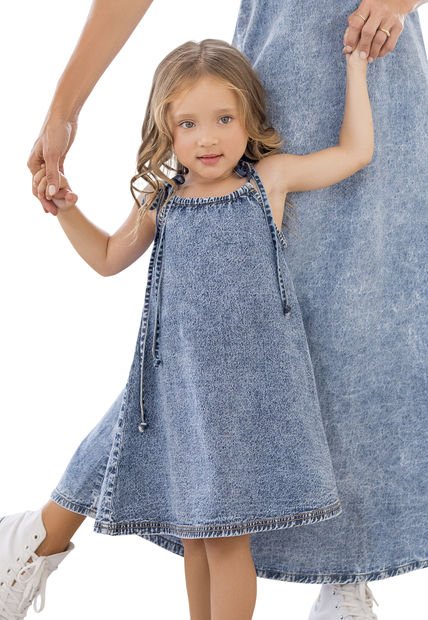 Vestido Infantil Femenino Azul Mp 101216