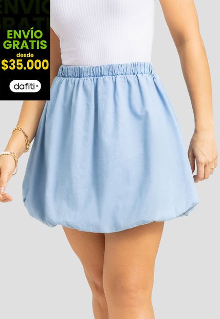Falda Corta Mujer Azul Claro Mp 104900
