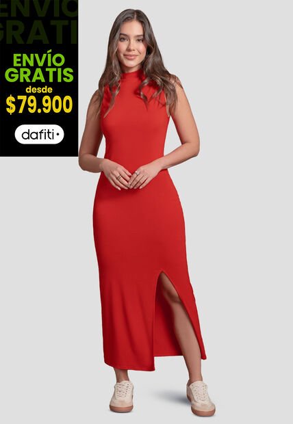 Vestido Largo Mujer Rojo Mp 103739