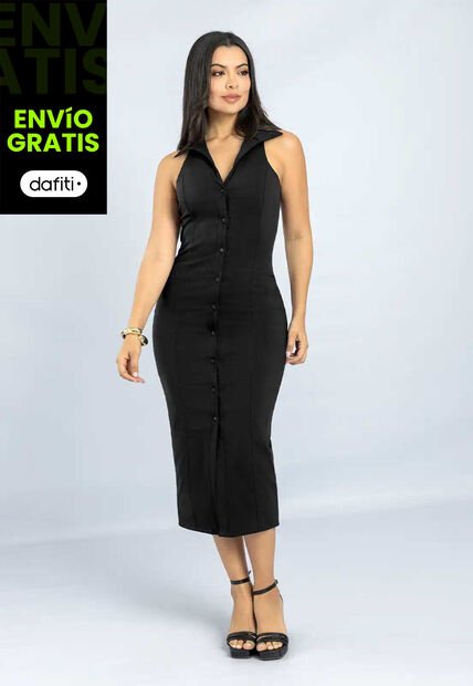 Vestido Largo Mujer Negro Mp 111773