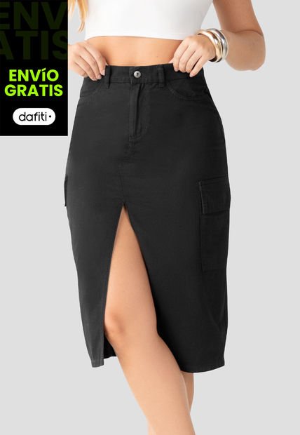 Falda Larga Mujer Negro Mp 104145