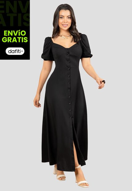 Vestido Largo Mujer Negro Mp 112045