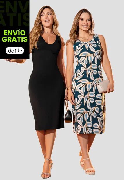 Vestido Paq X2 Mujer Bicolor Mp 105811