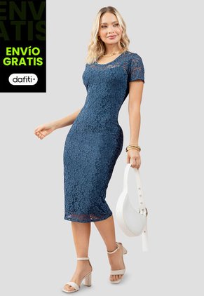 Vestido Largo Mujer Azul Profundo Mp 111271