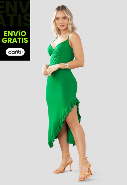 Vestido Largo Mujer Verde Mp 105148
