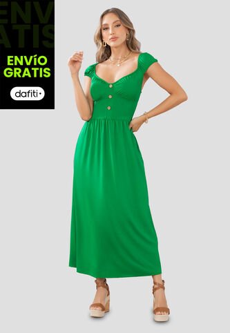 Vestido Largo Mujer Verde Mp 105166 MP