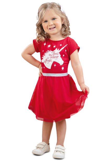 Vestido Infantil Femenino Rojo Mp 34422