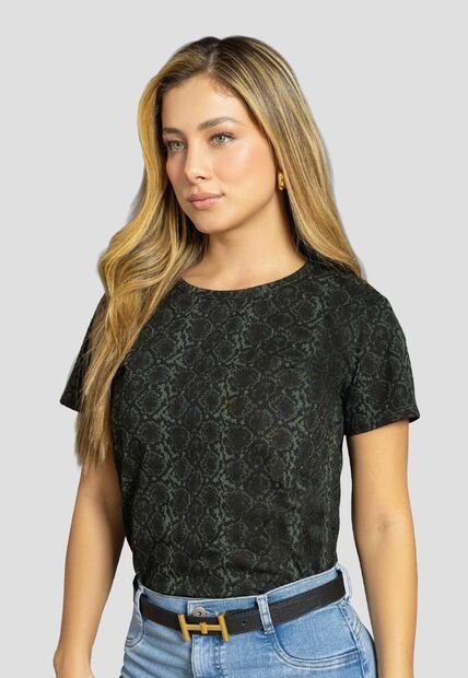 Camiseta Mujer Estampado Verde Mp 112232