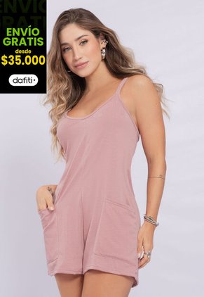 Enterizo Corto Mujer Rosa Polvo Mp 2256