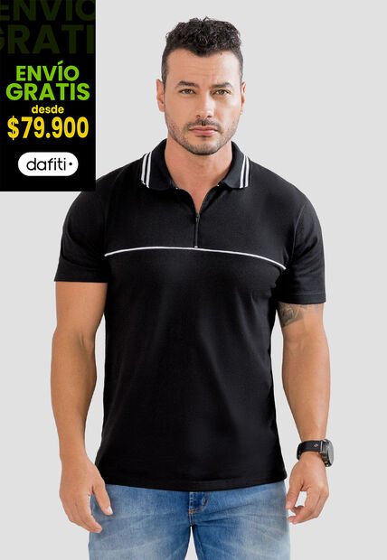 Polo Hombre Negro Mp 104124