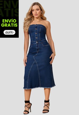 Vestido Largo Mujer Azul Mp 103272 MP