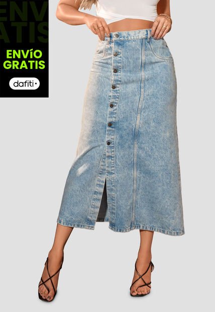 Falda Larga Mujer Azul Claro Mp 105528