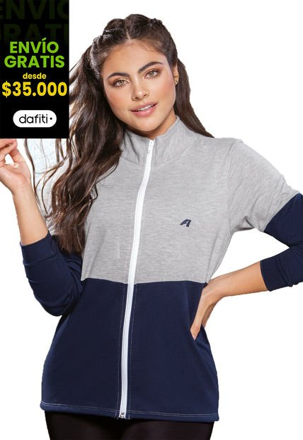 Chaqueta Adulto Gris Jaspe/Azul Navy Mp 75726