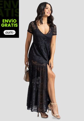 Vestido Largo Mujer Negro Mp 110419