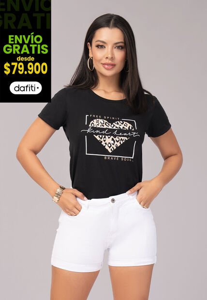 Camiseta Mujer Negro Mp 102930