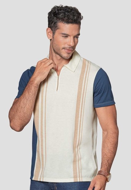 Polo Hombre Crema-Azul Mp 114491