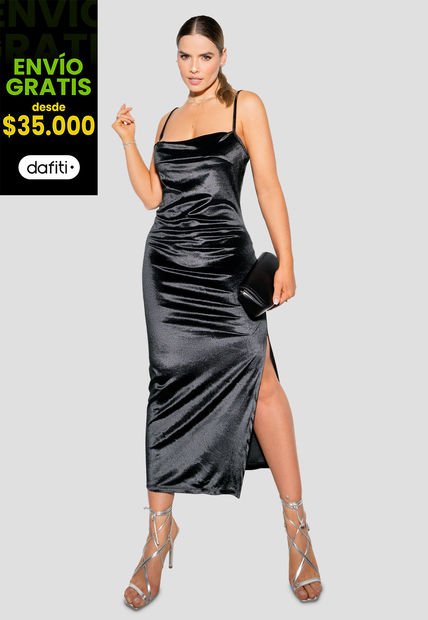 Vestido Largo Mujer Negro Mp 105077
