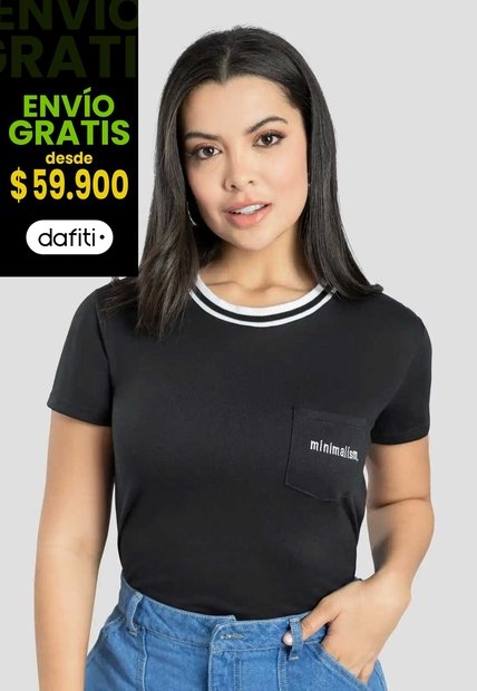 Camiseta Mujer Negro Mp 111397
