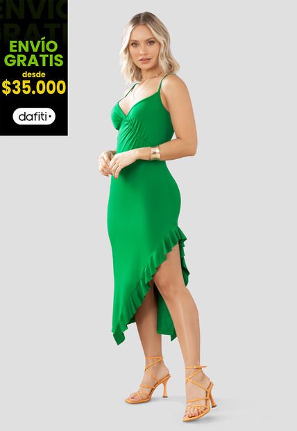 Vestido Largo Mujer Verde Mp 105148