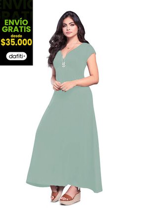Vestido Largo Mujer Verde Oliva Mp 79860
