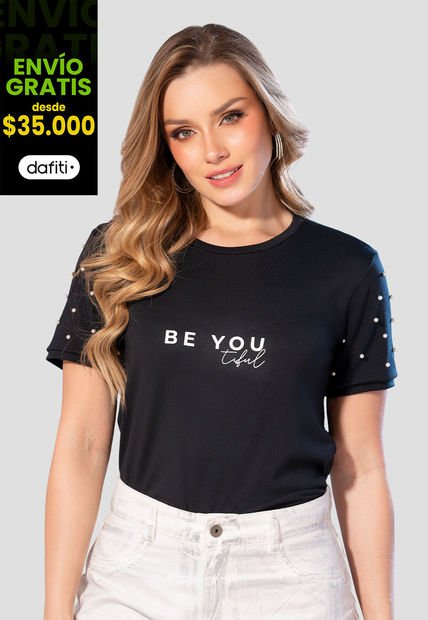 Camiseta Mujer Negro Mp 105198