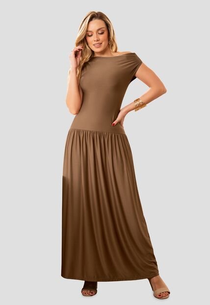 Vestido Largo Mujer Chocolate Mp 112668