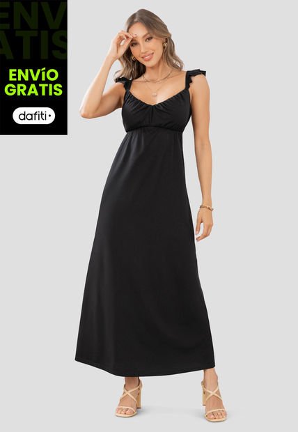 Vestido Largo Mujer Negro Mp 105073