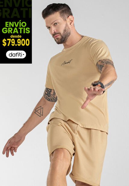 Camiseta Hombre Beige Mp 100495
