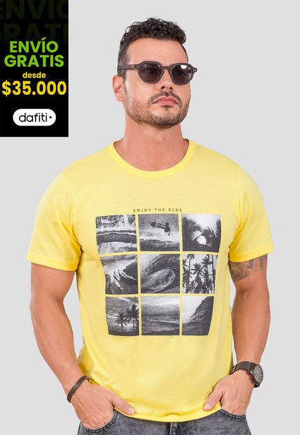 Camiseta Hombre Amarillo Pastel Mp 105406