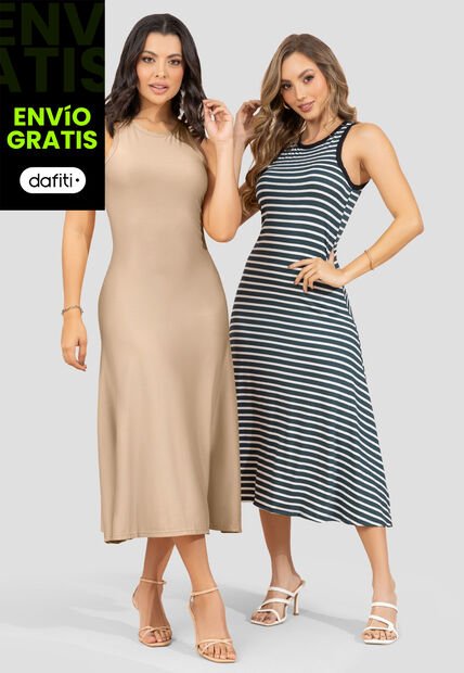 Vestido Paq X2 Mujer Multicolor Mp 110497