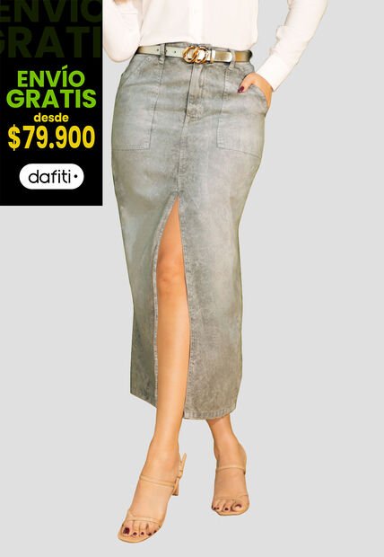 Falda Larga Mujer Verde Mp 107892