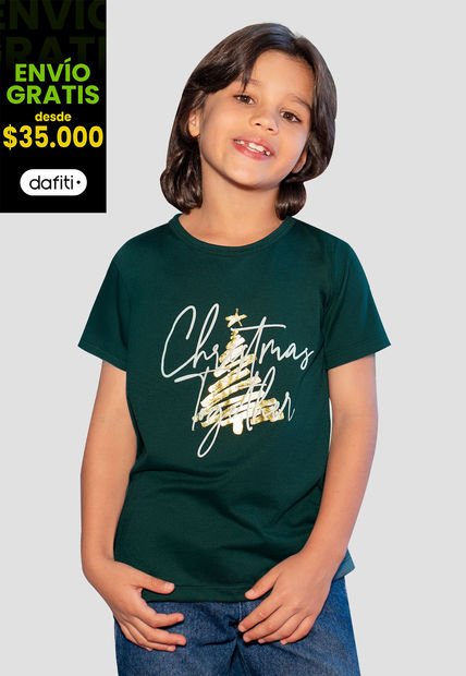 Camiseta Infantil Masculino Verde Botella Mp 104889