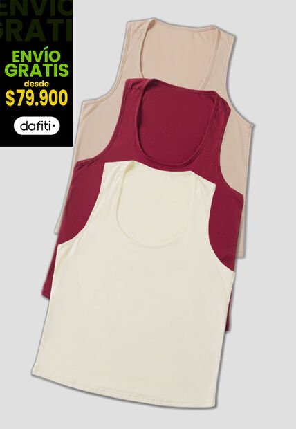 Camiseta Paq X3 Mujer Multicolor Mp 33603
