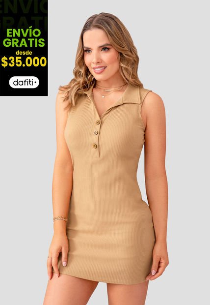 Vestido Corto Mujer Beige Mp 105062