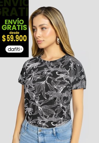 Camiseta Mujer Estampado Negro Mp 112227 MP