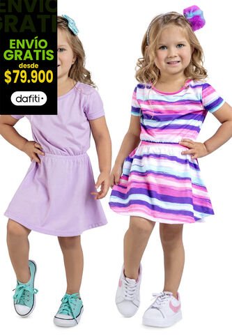 Vestido Paq X2 Infantil Femenino Lila Mp 16790 MP