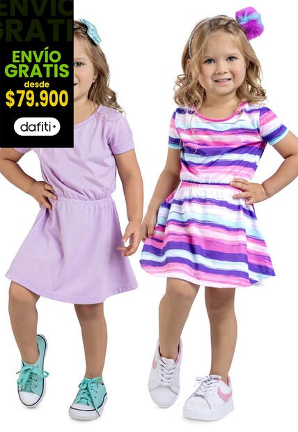 Vestido Paq X2 Infantil Femenino Lila Mp 16790