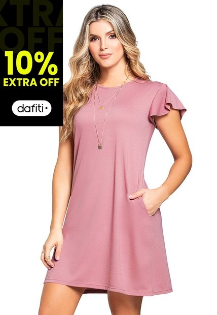 Vestido Corto Para Mujer Palo De Rosa Oscuro MP