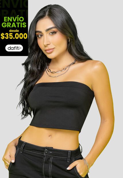 Crop Top Mujer Negro Mp 108098