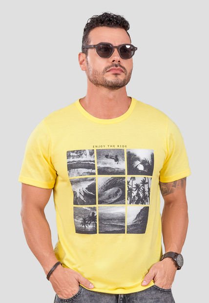 Camiseta Hombre Amarillo Pastel Mp 105406