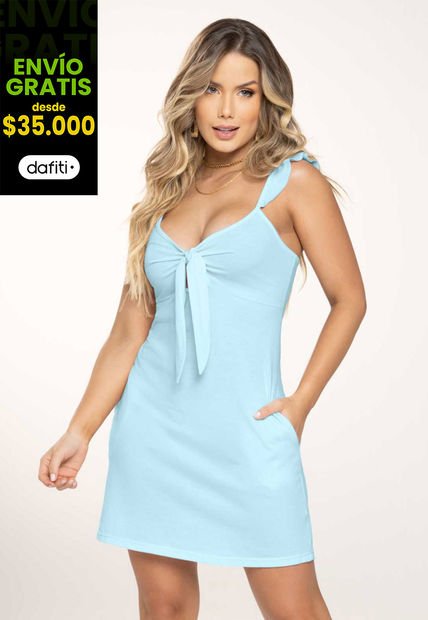 Vestido Corto Mujer Azul Mp 4737