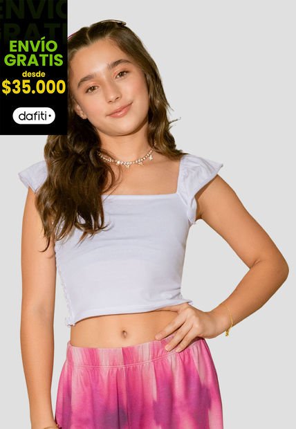 Crop Top Infantil Femenino Blanco Mp 105652