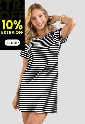 Vestido Corto Mujer Negro-Blanco Mp 114554 MP