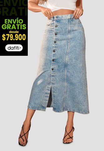 Falda Larga Mujer Azul Claro Mp 105528 MP