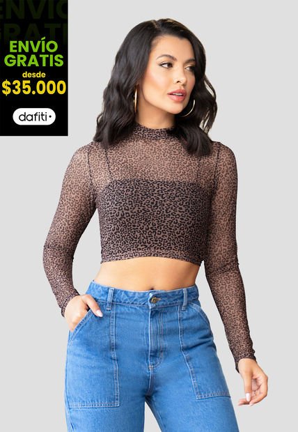 Crop Top Mujer Animal-Print Mp 104357