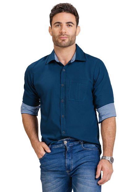 Camisa Hombre Azul Mp 4781