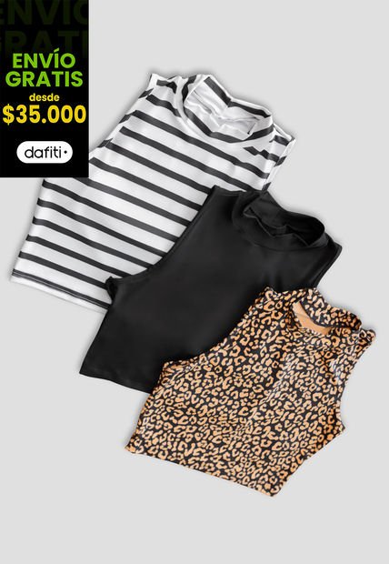 Crop Top Paq X3 Mujer Multicolor Mp 104202