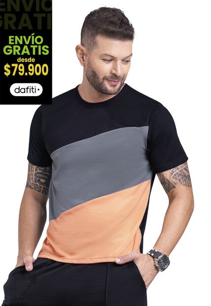 Camiseta Hombre Negro Mp 6069