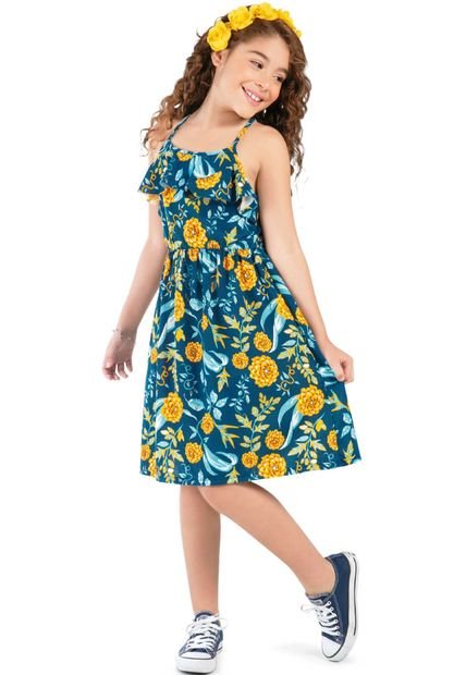 Vestido Infantil Azul Mp 78140