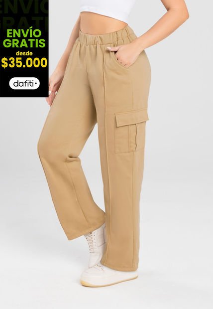 Pantalón Mujer Beige Mp 3136